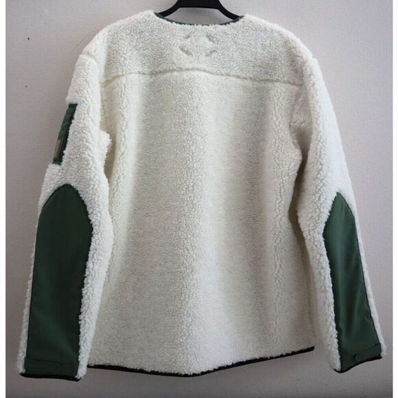 Adidas HF9105 Men Sz M Natural Green/Cream Adicross Reversible Sherpa Jacket - Picture 12 of 16